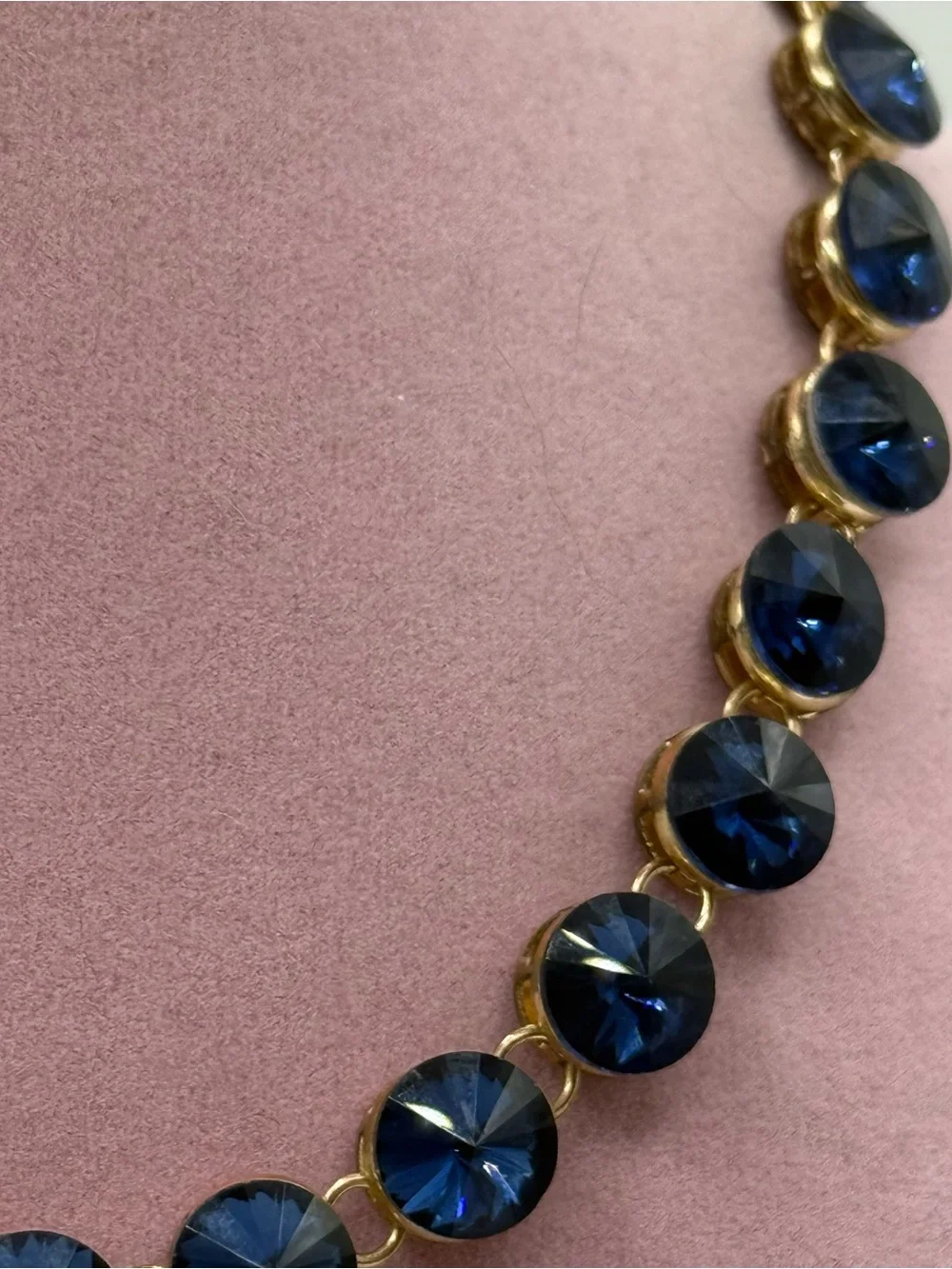Classic dark Navy Crystal disc Link Necklace - Women Jewelry
